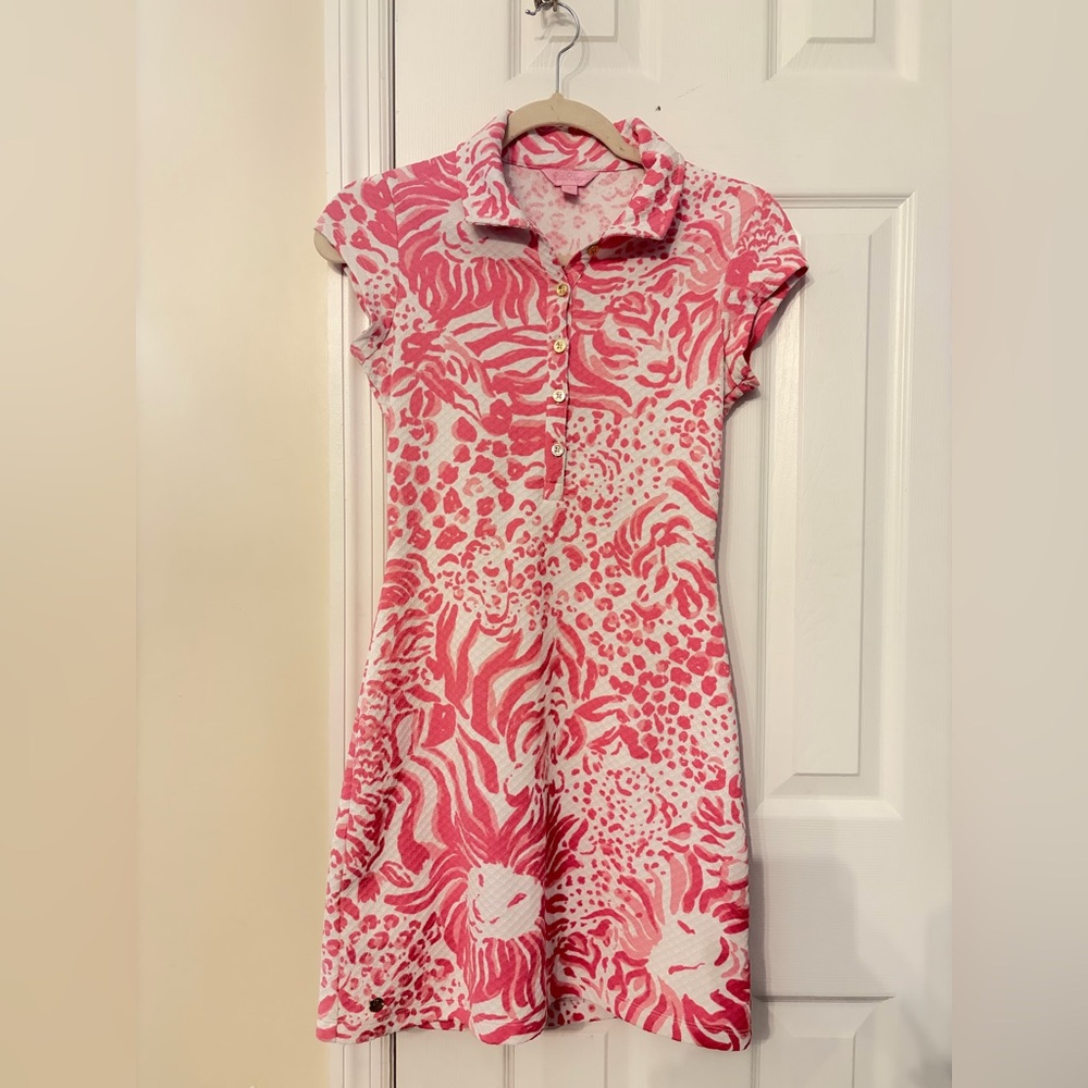 Lilly Pulitzer Rayna Get Spotted Pink Lion Dress XS